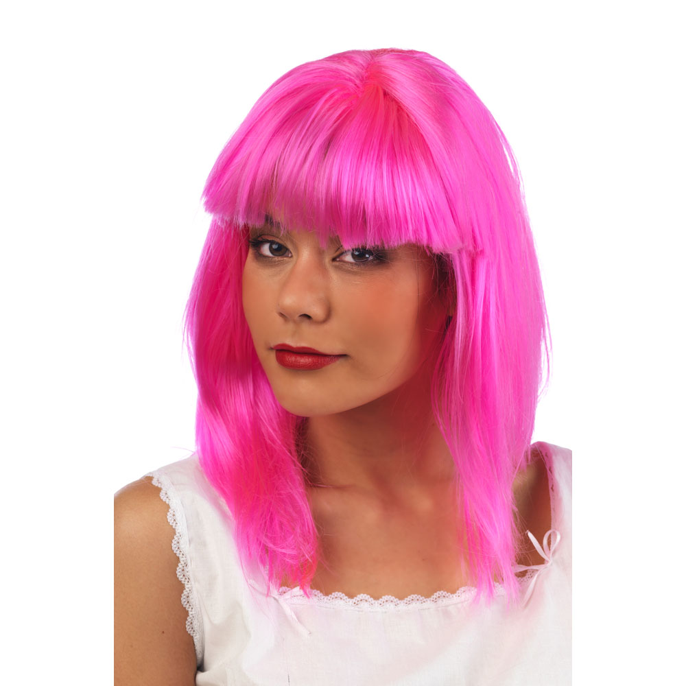 LONG STRAIGHT WITH FRINGE WIG PINK