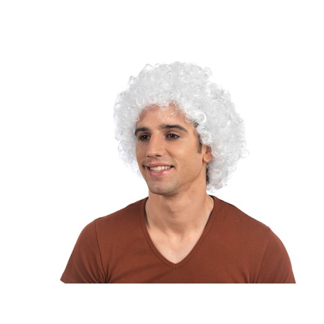 WHITE CURLY CLOWN WIG