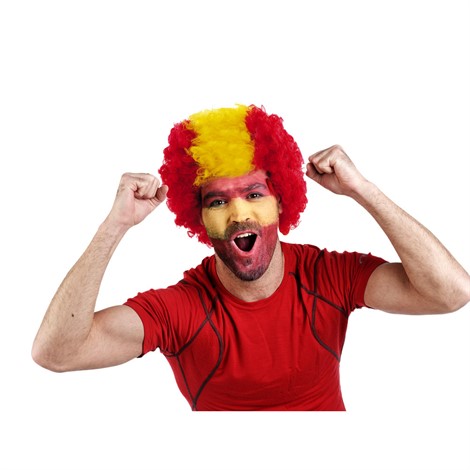 SPAIN FAN WIG IN RED AND YELLOW